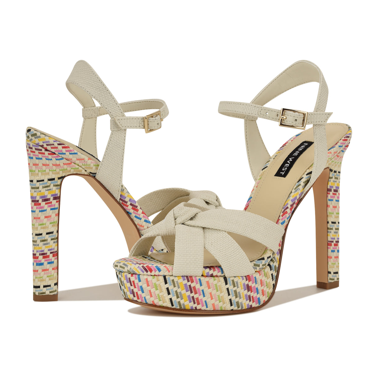 NINE WEST WINDEE2 LT CHIC CREAM/WOVEN RAFFIA JH2