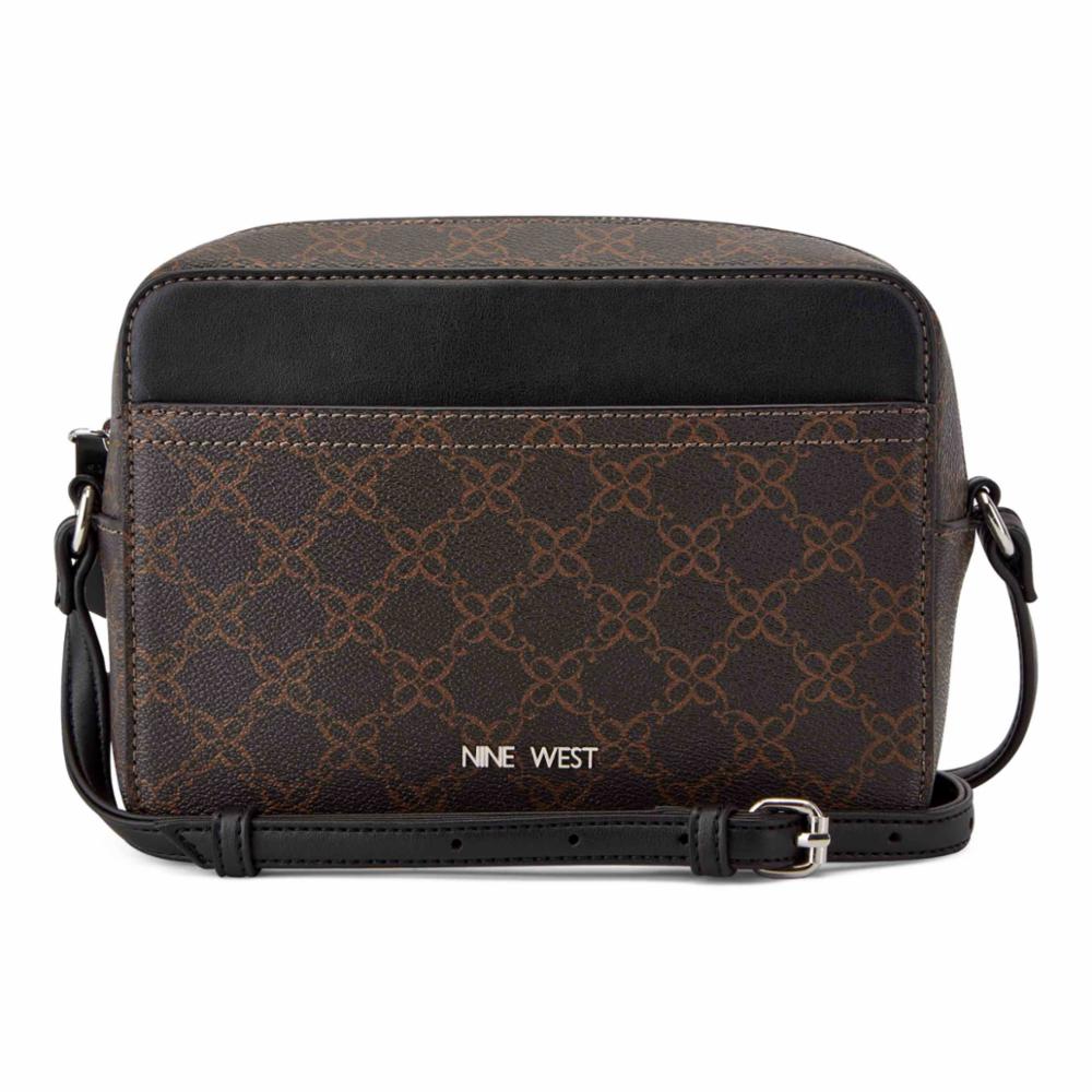Nine West Handbags BOWIE MINI CAMERA CROSSBODY BROWN LOGO/BLACK