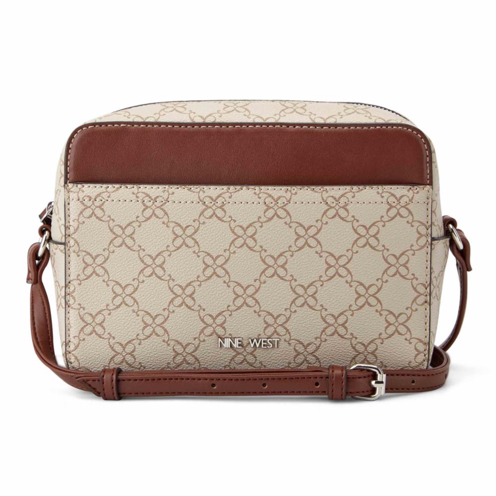 Nine West Handbags BOWIE MINI CAMERA CROSSBODY MUSHROOM LOGO/ MAHOGANY