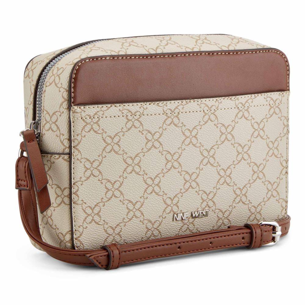 Nine West Handbags BOWIE MINI CAMERA CROSSBODY MUSHROOM LOGO/ MAHOGANY