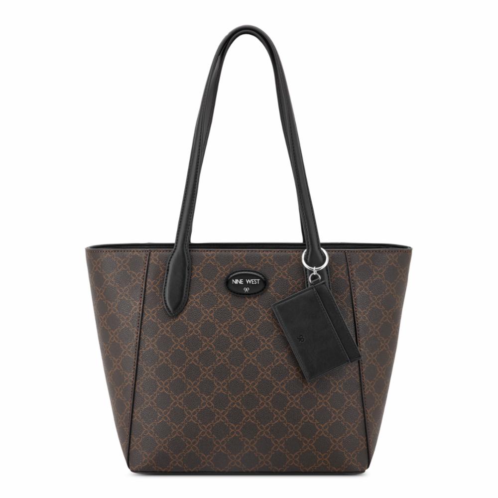 Nine West Handbags ADELINE TOTE BROWN LOGO/BLACK