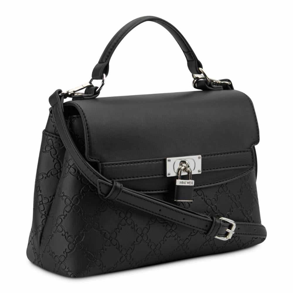 Nine West Handbags JOSEY TOP HANDLE FLAP BLACK