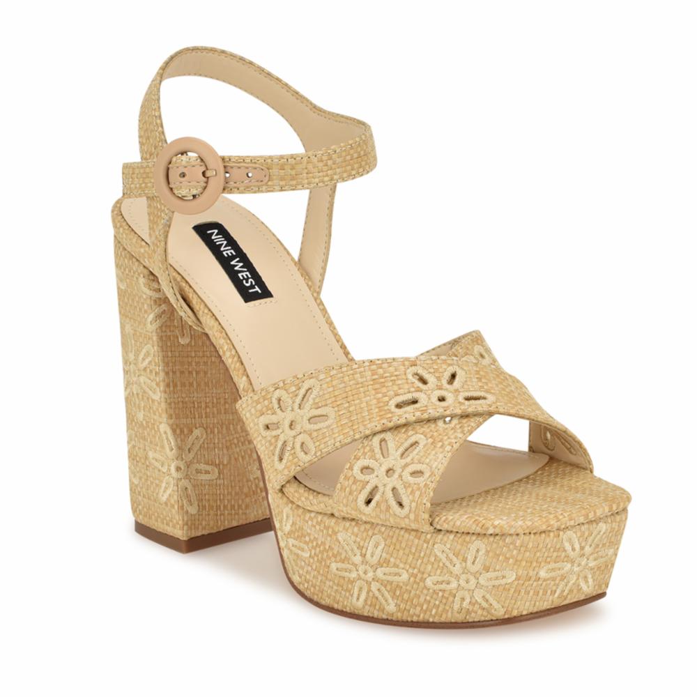 Nine West VALLENA2 LT NATURAL/WOVEN RAFFIA JH23-S