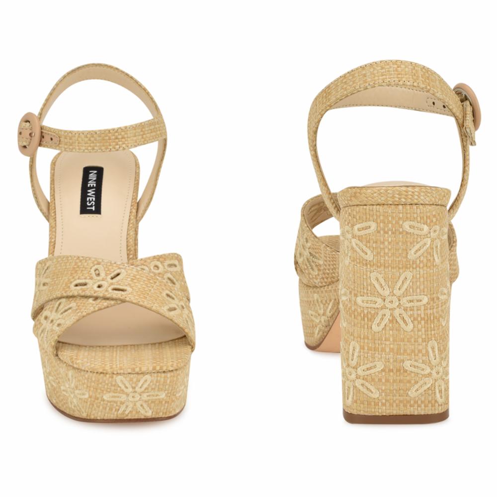 Nine West VALLENA2 LT NATURAL/WOVEN RAFFIA JH23-S