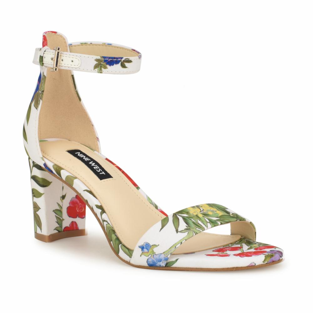 Nine West Women's Gaden Heeled Sandal - Embellished Straps & Adjustable Ankle Strap